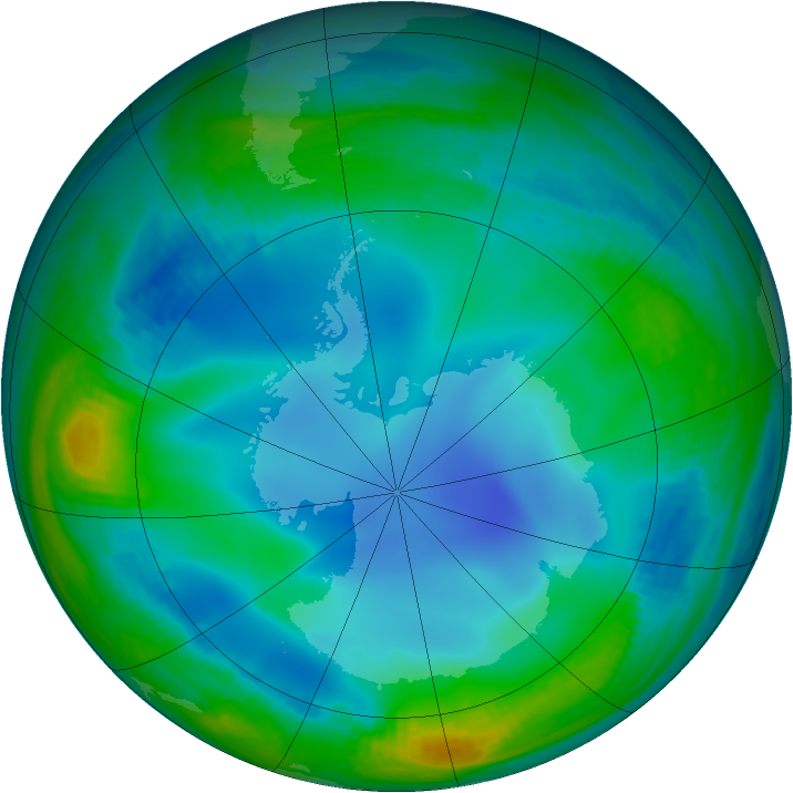 Antarctic ozone map for 23 June 2000